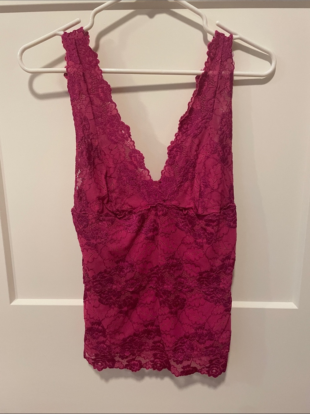 bebe Lace V-Neck Camisole - Berry Pink